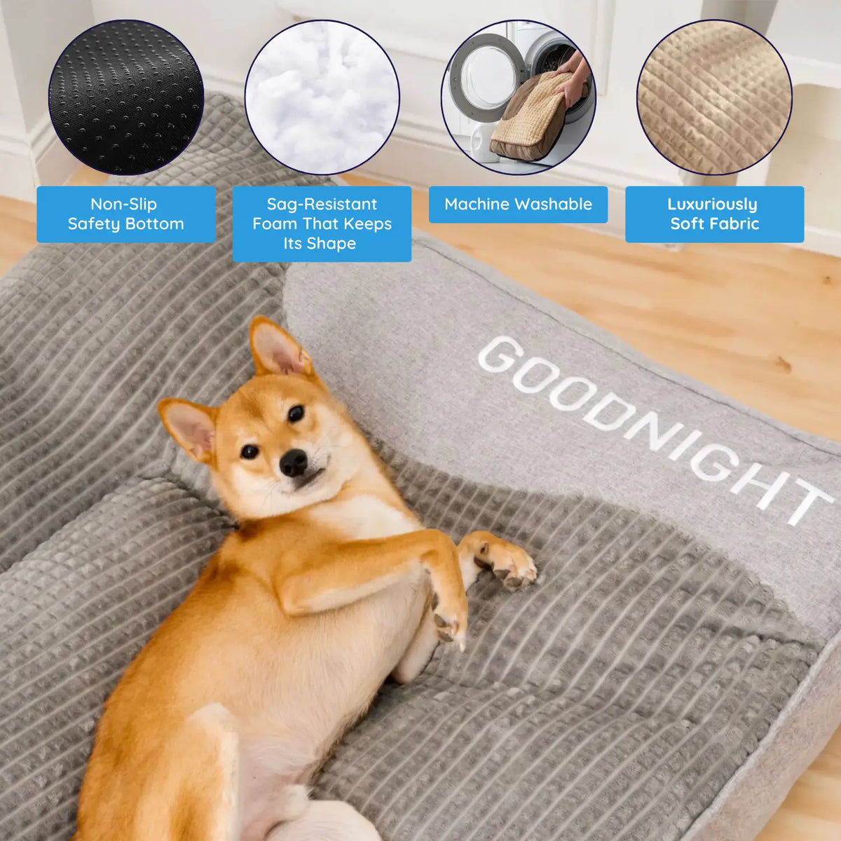 Large Dog Pillow Bed – Washable Dog Cushion, 3 Sizes (32–47 in) – MrFluffyFriend